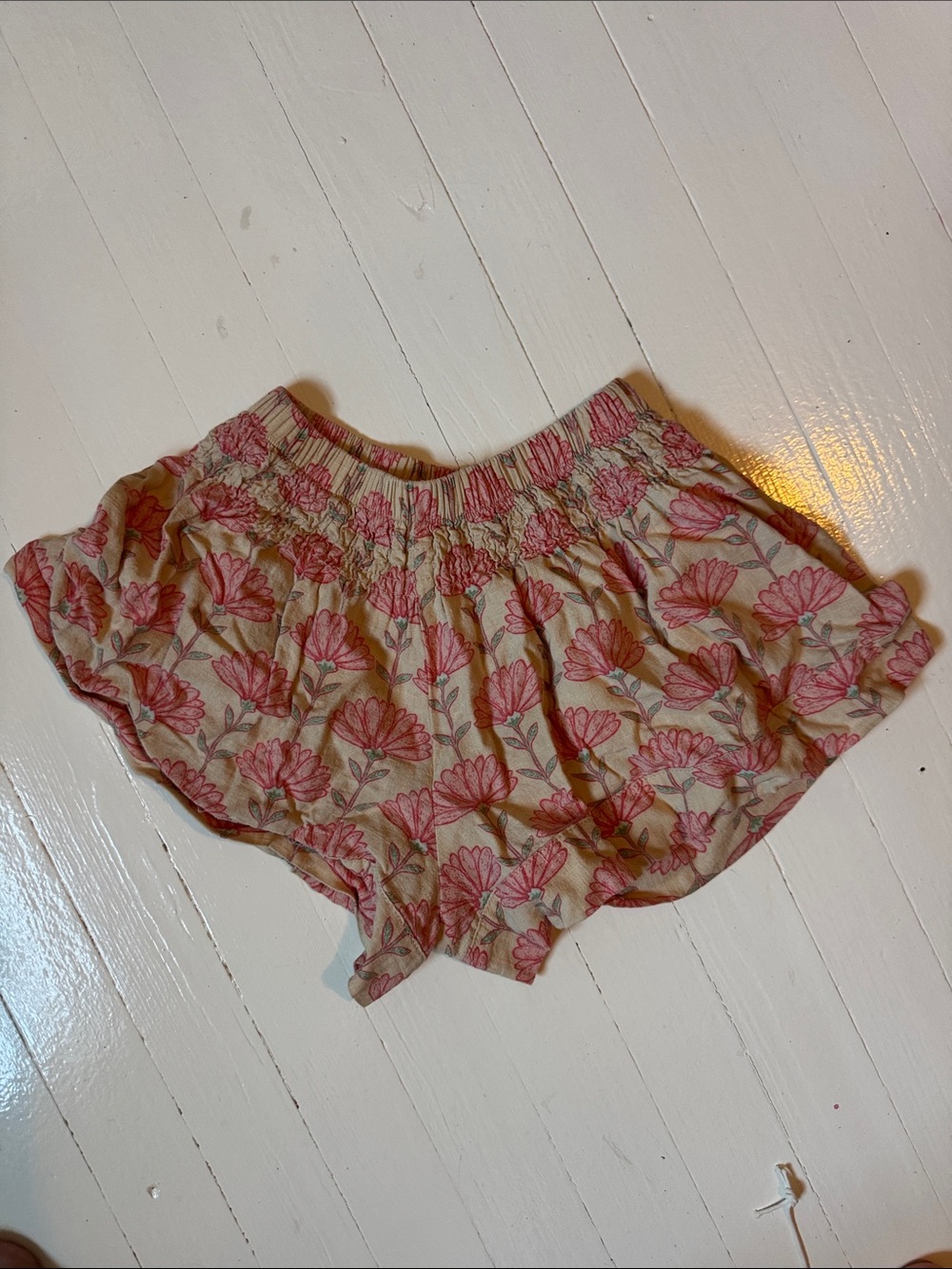 Floral Pink Elastic-Waist Women’s Short
